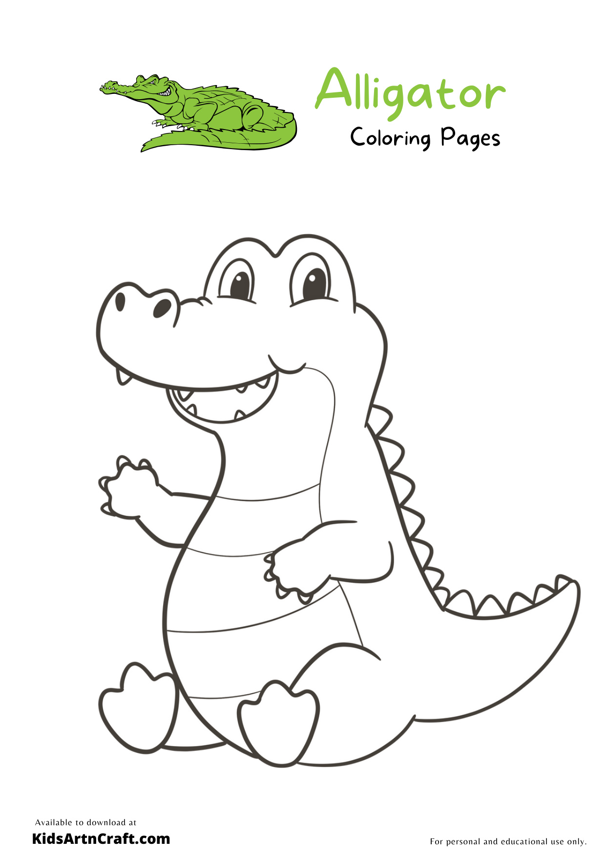 Предварительный просмотр раскраски Раскраска аллигатора бесплатно