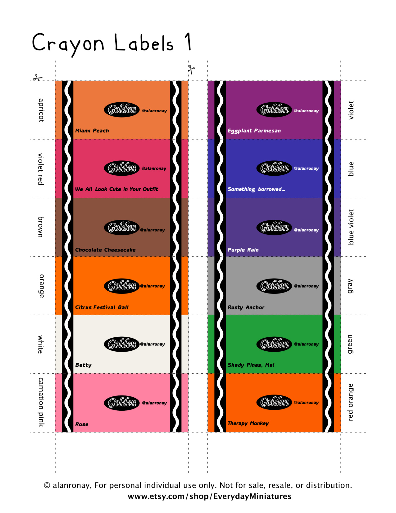 Предварительный просмотр раскраски Crayon Label Printable