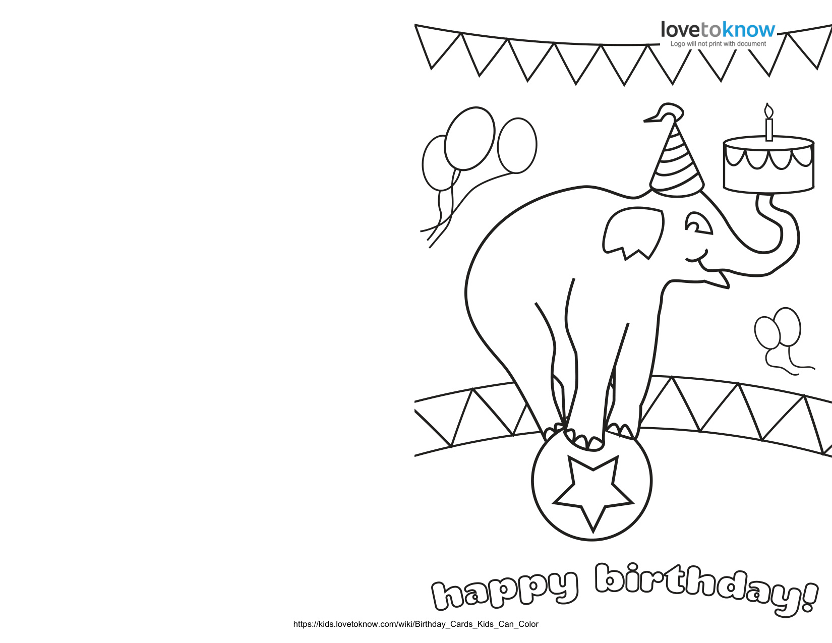 Предварительный просмотр раскраски Бесплатные раскраски открытки на день рождения