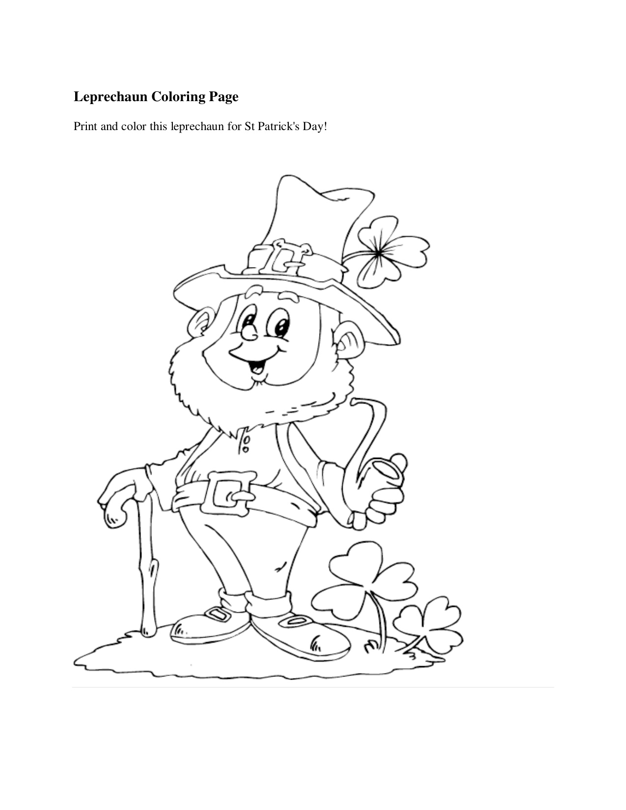 Предварительный просмотр раскраски Раскраски Leprechaun бесплатно